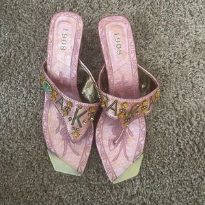 AKA Pink and Green Sandals